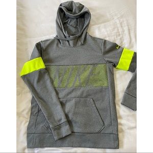 Gray Nike Hoodie with Neon Yellow Band